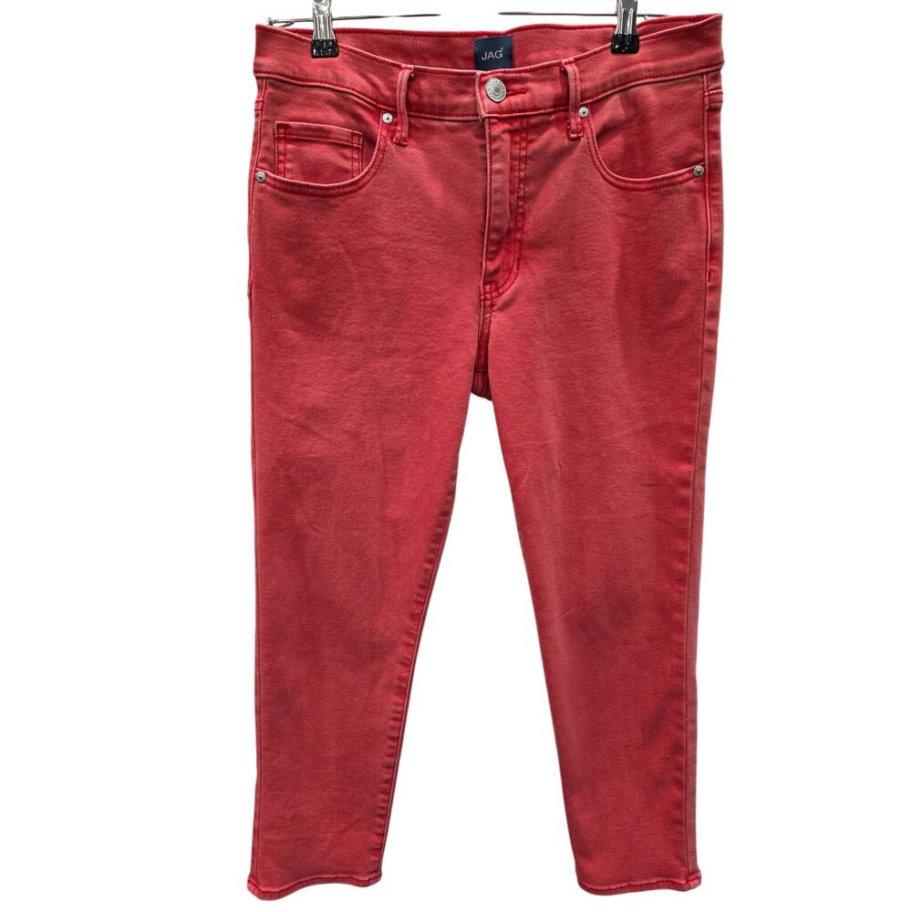 JAG Jeans Cassie Crop Womens Size 8 Coral Salsa Red Slim Straight